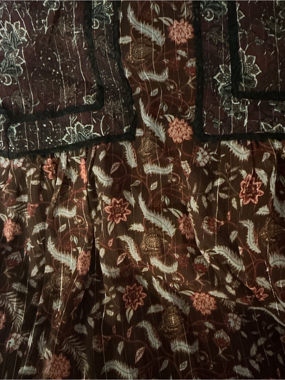 Zara ZW Collection Burgundy Floral Sheer High-Neck Blouse - Picture 5 of 11